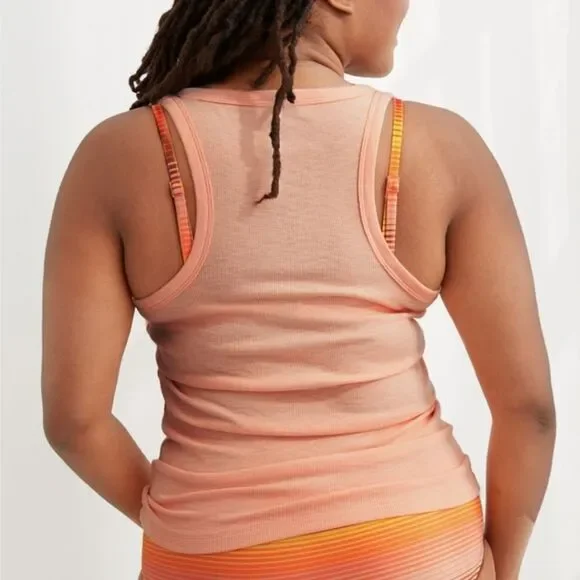 Aerie Peach Henley Ribbed Tank - Picture 2 of 8